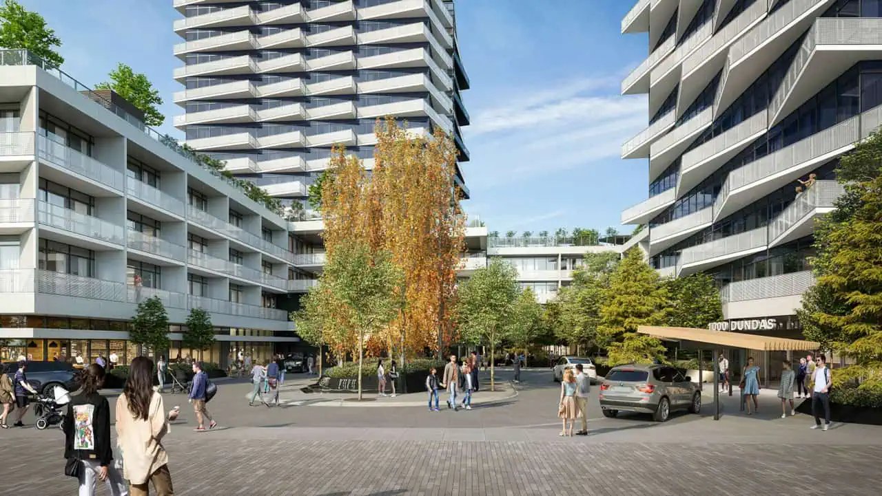 Street-level view of 1024 Dundas Street East Mississauga - Ahmed Group purpose-built rental project location