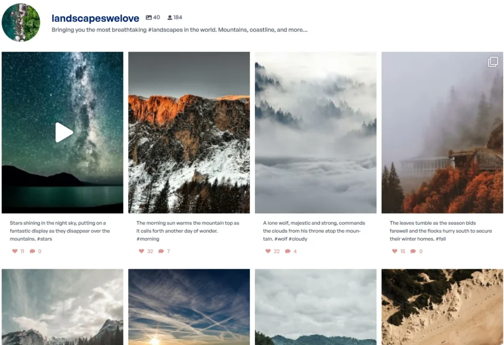 Moe Ahmed reviewing majestic nature photos on a social media account.