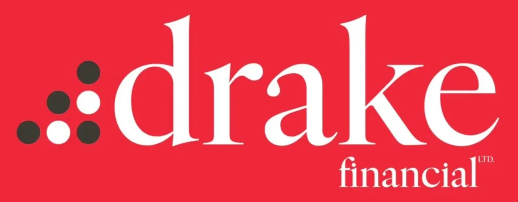 Drake Financial logo on a red background, representing investment services.